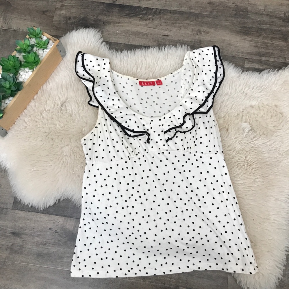 Elle Top - black & cream with polka dots